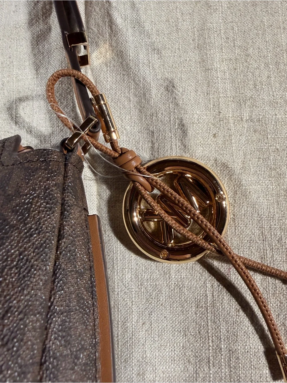 Michael Kors Brown Signature MK Logo Hobo Bag with Gold Hardware NWT